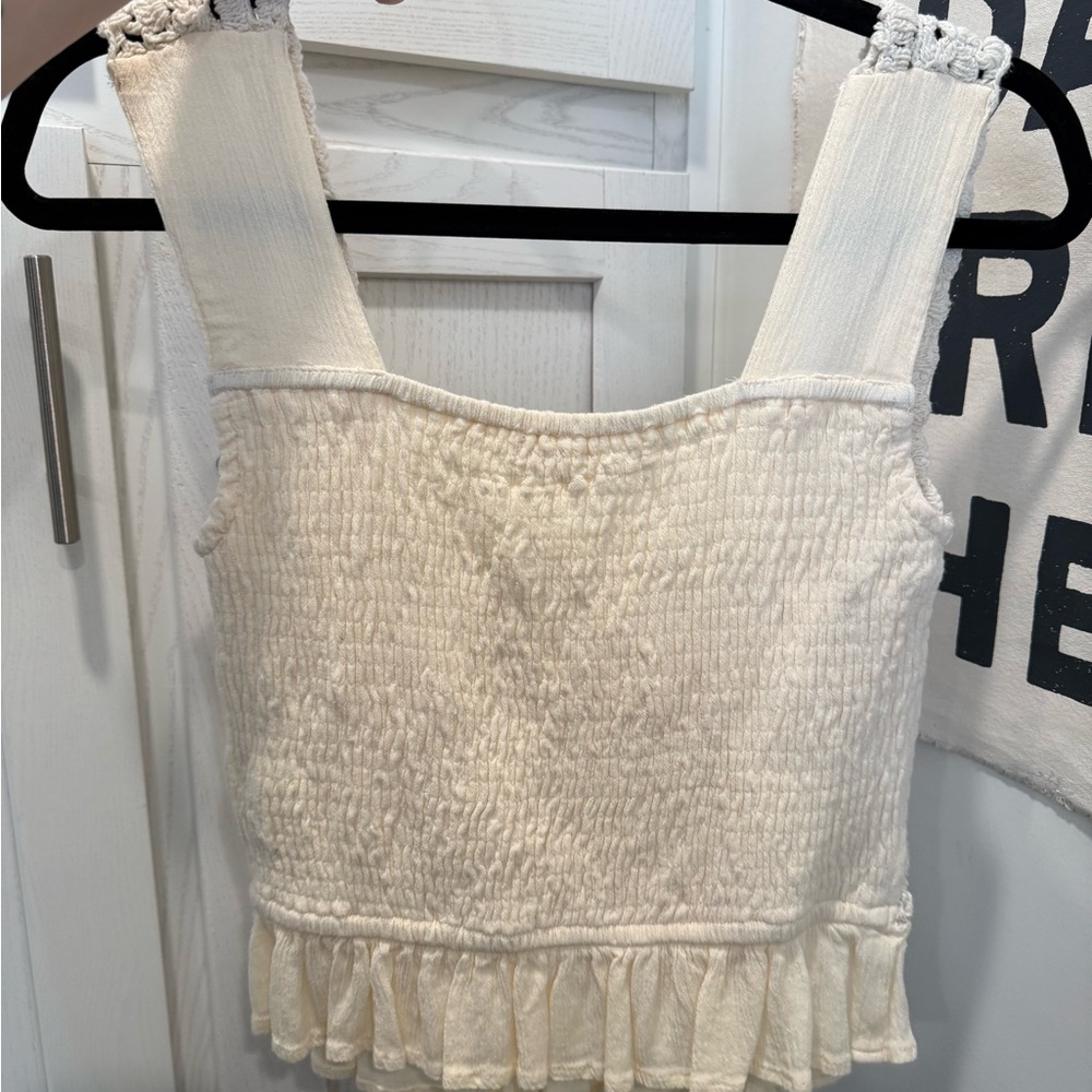 Elegant Cream Crochet Crop Top - Picture 5 of 5